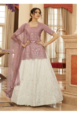 Off White And Purple Color Net Material Lehenga Choli at best price in  Kolkata
