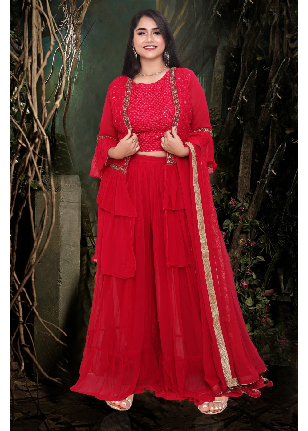 sharara suits for women red sharara wedding outfit punjabi suit salwar  kameez | eBay