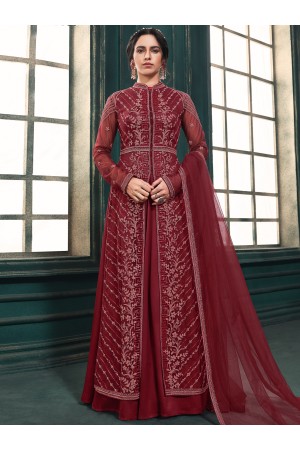 Buy Bannhi Sarika Satin Anarkali Suit (Set of 3) online