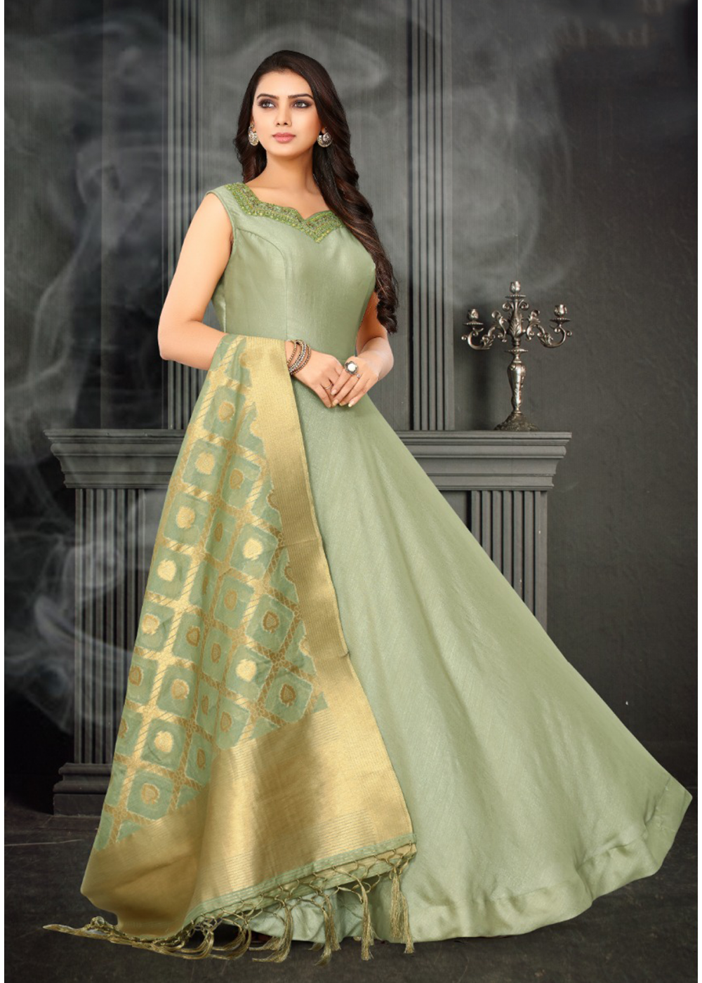 light green gown design