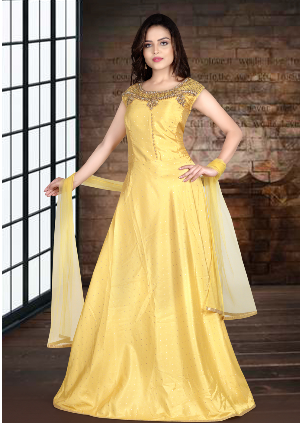 designer yellow gown