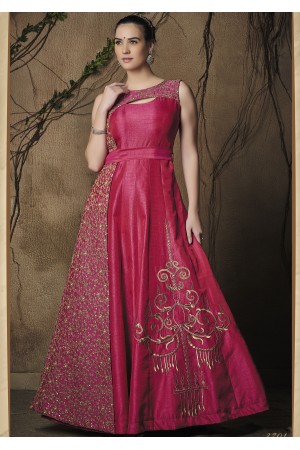 dark pink colour gown