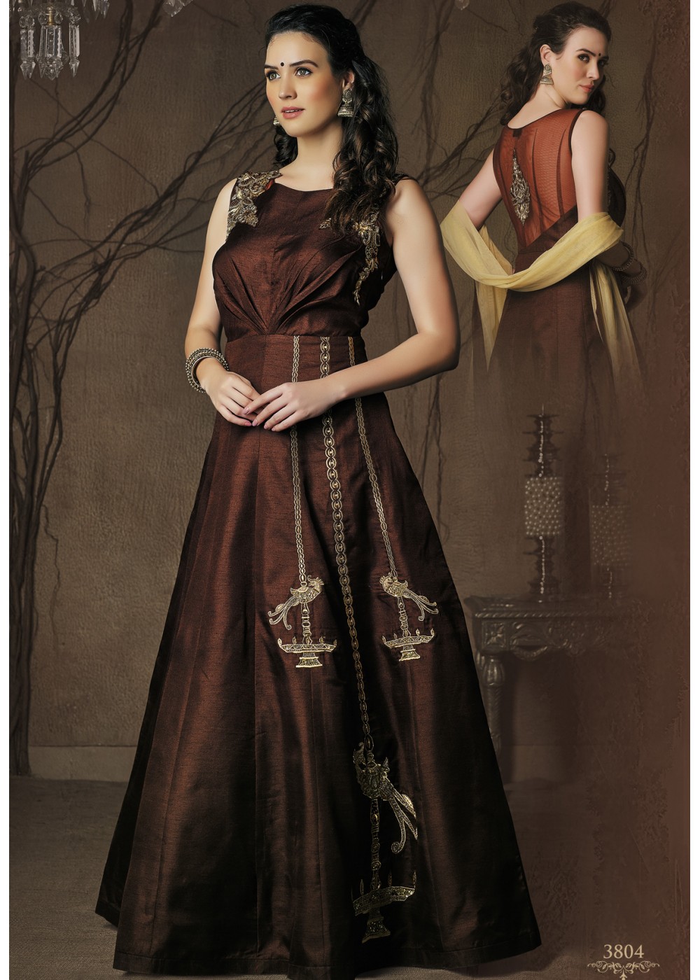 party wear silk gowns designs