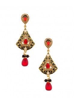 Black and red dangler earrings 